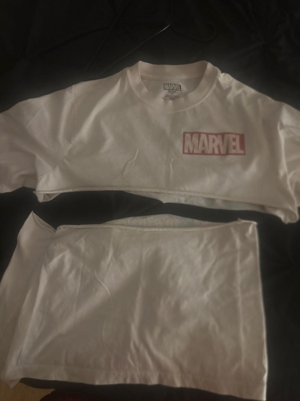 Marvel White Crop Tee with Red Logo